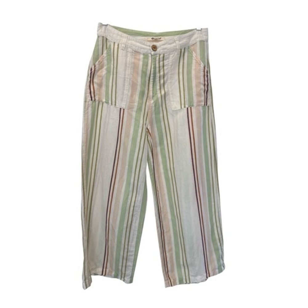 Rip‎ Curl Linen Blend Cream, Sage & Maroon Striped Pants - Picture 3 of 7
